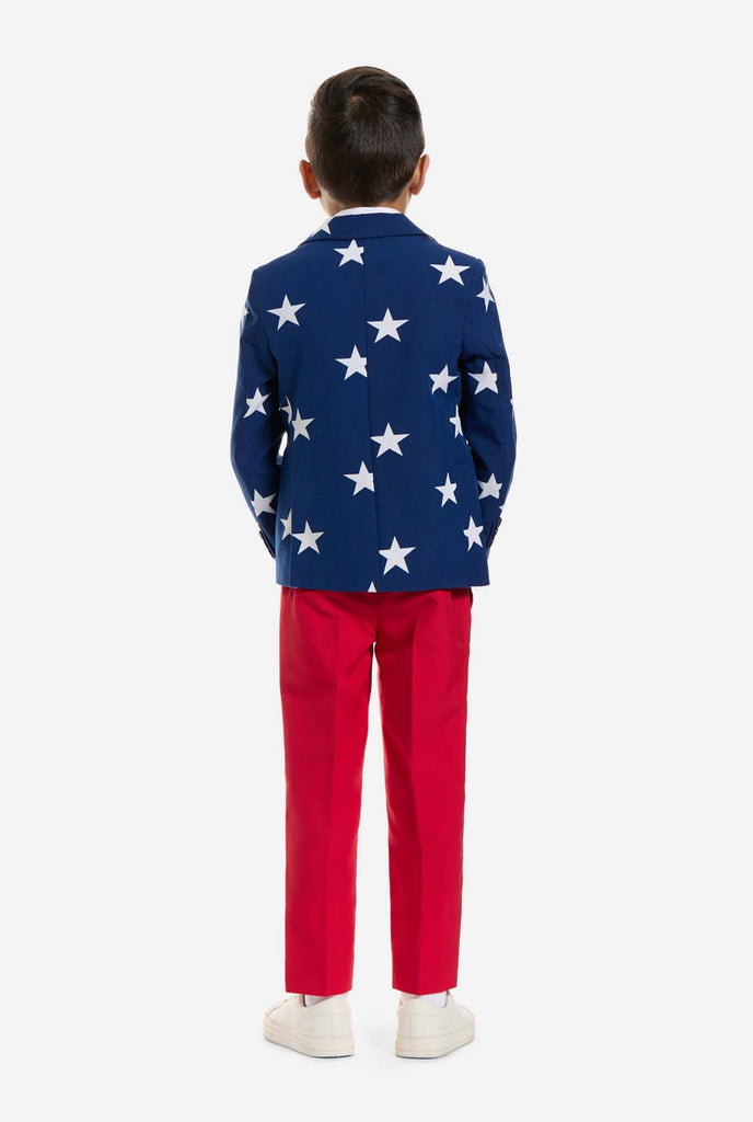 American Flag suit for boys worn by boy