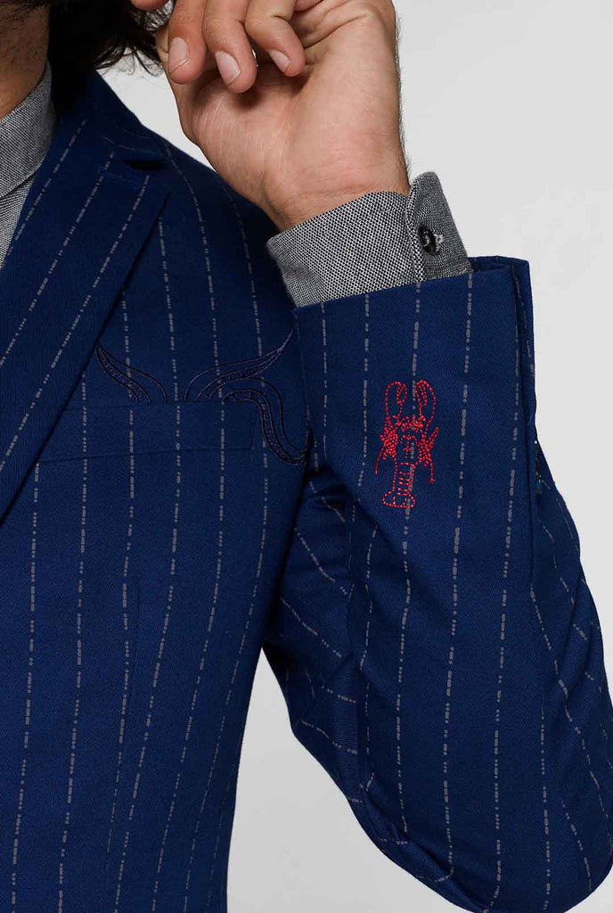 Navy blue captain style pinstripe casual blazer