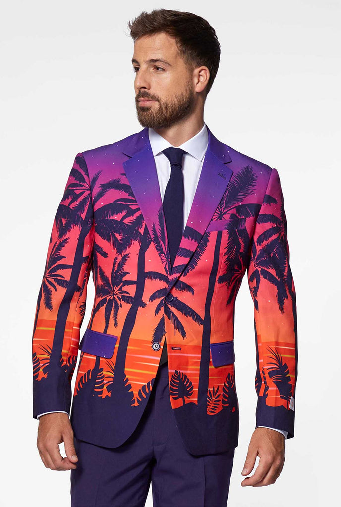 Video of man wearing Suave Sunset Hawaiian men's suit